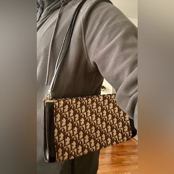 CHRISTIAN DIOR Authentic Vintage Shoulder Clutch Bag Canvas Leather Bord… - Picture 11 of 11